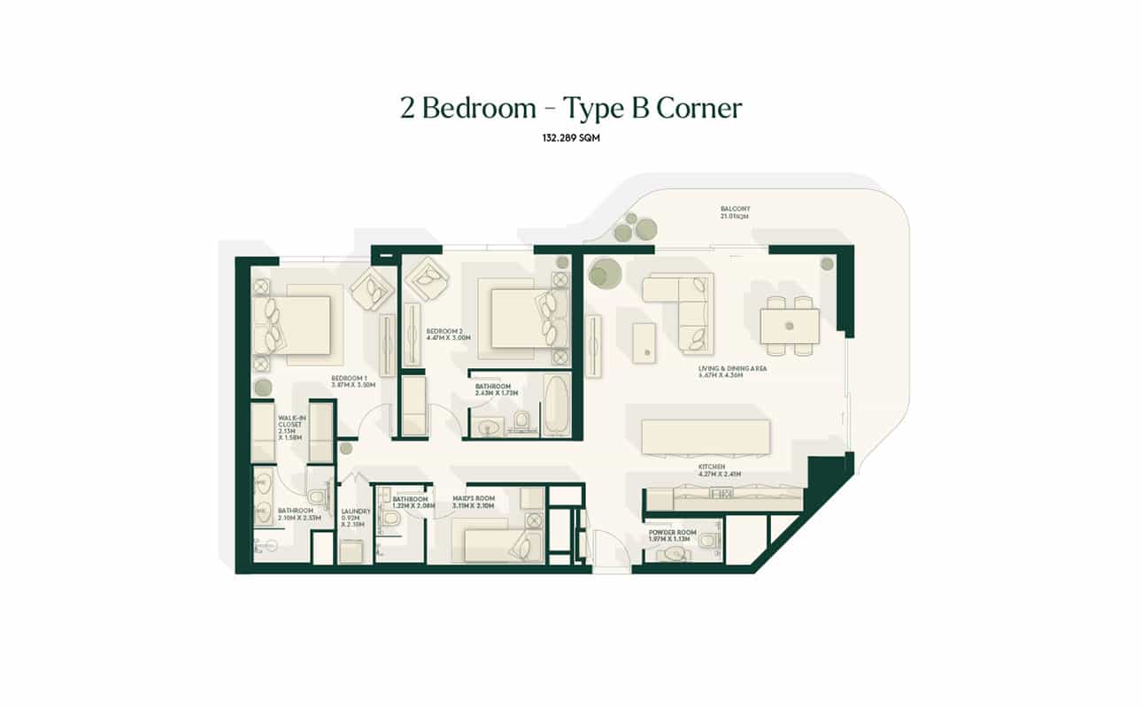 2 Bedroom Type B Floor Plan