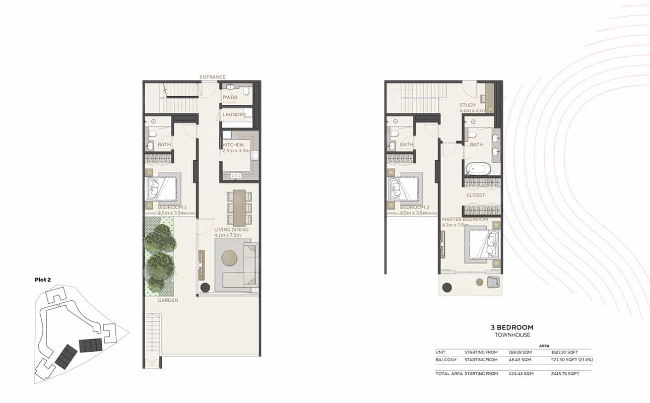 3 Bedroom Townhouse Floor Plan